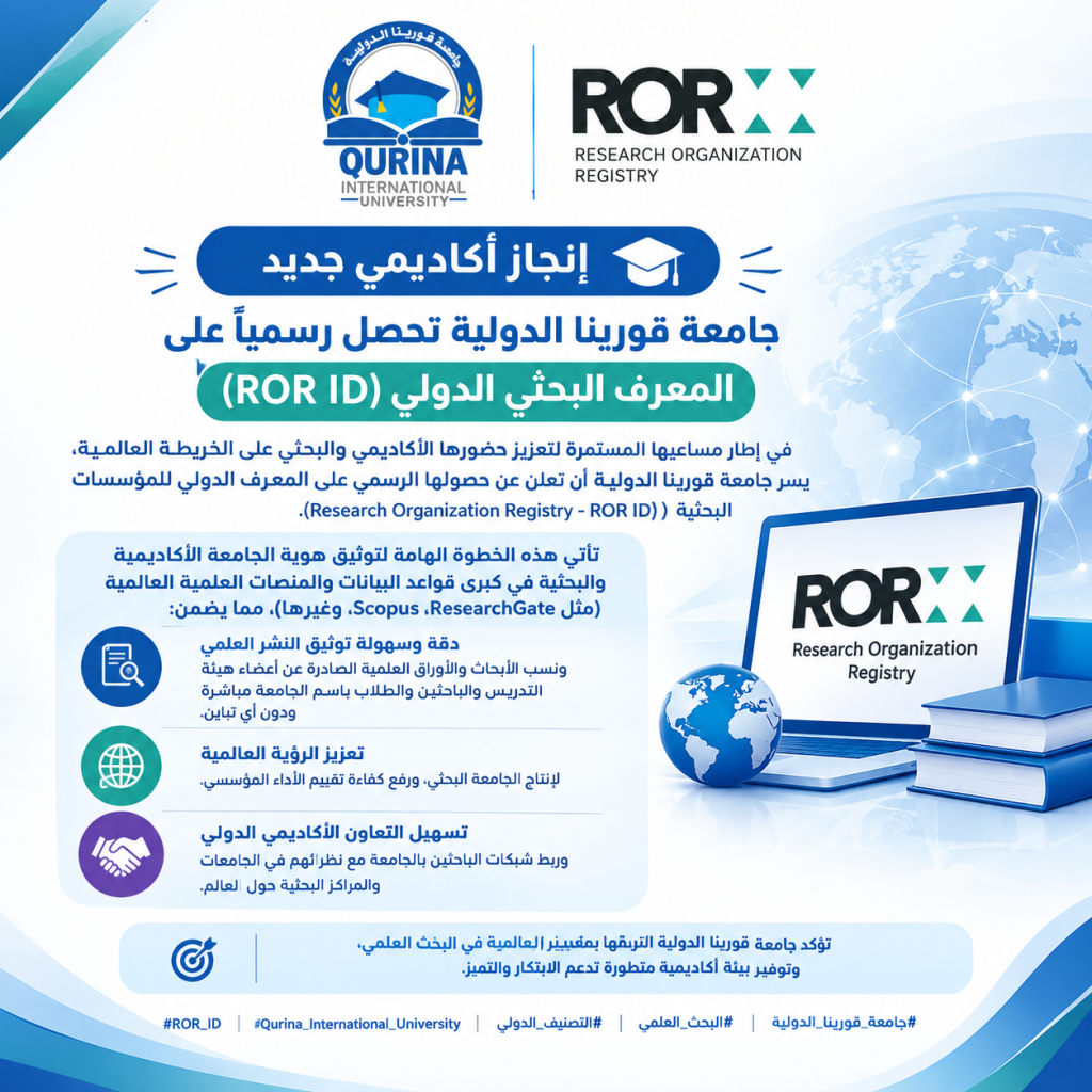 إنجاز أكاديمي جديد: جامعة قورينا الدولية تحصل رسمياً على المعرف البحثي الدولي (ROR ID)